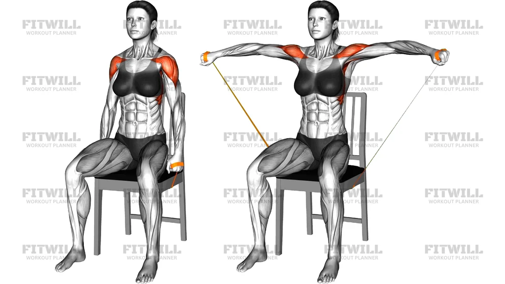 Resistance Band Sitting Lateral Raise On A Chair