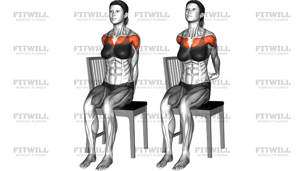 Sitting Hands Behind Chest Stretch On A Chair