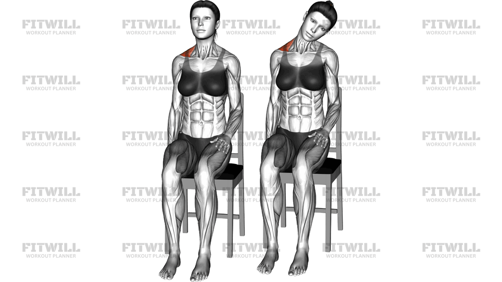 Sitting Trapezius Stretch On A Chair