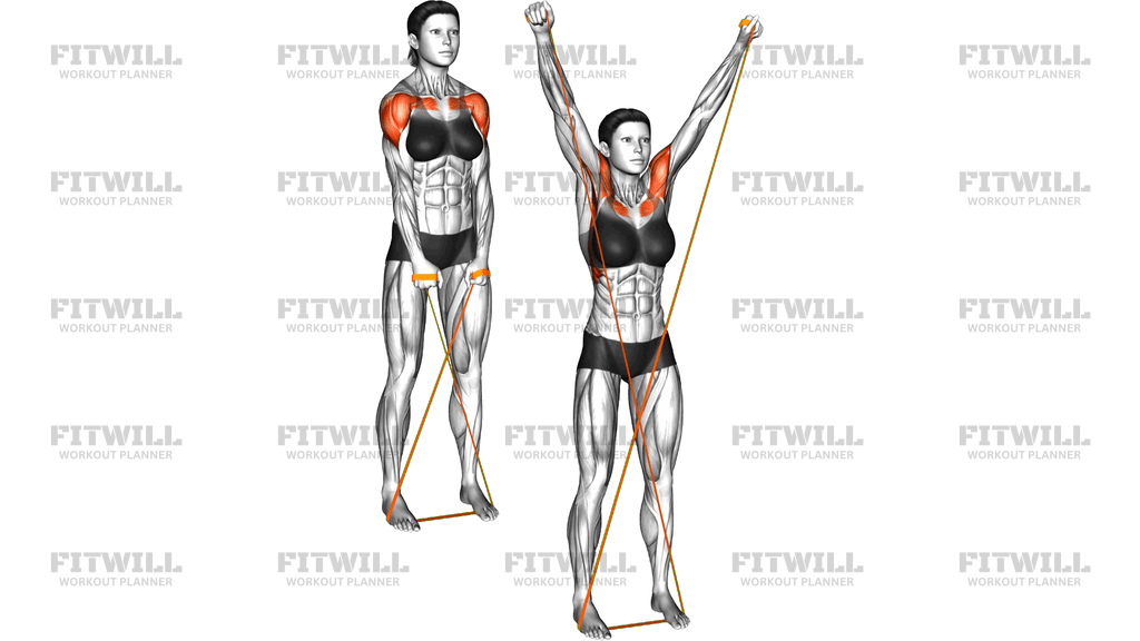 Y Raise Berdiri Dengan Resistance Band