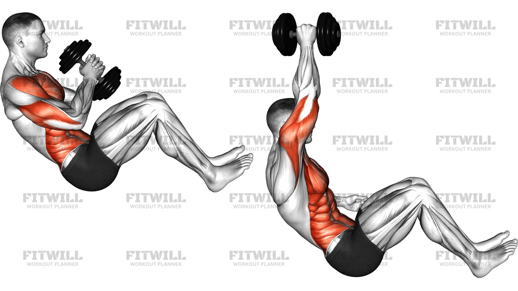 Dumbbell Russian Twist To Single Arm Press