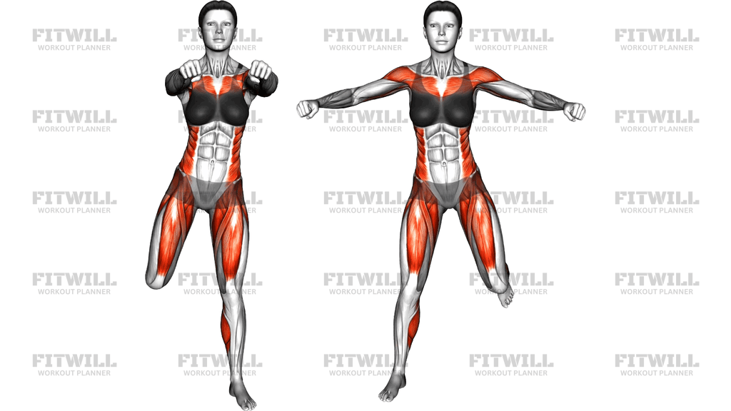 Standing Butt Kick Side And Front Push