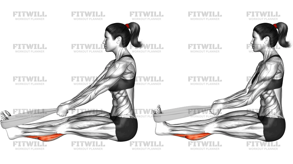 Sitting Calf Stretch With Towel