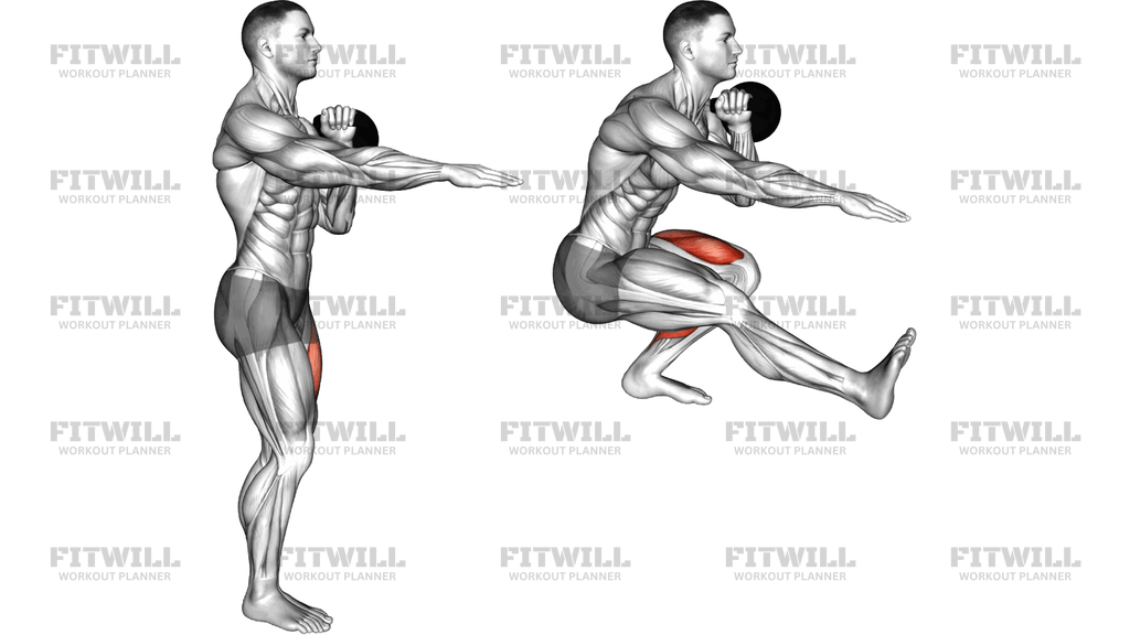 Pistol Dřep S Kettlebellem V Jednostranné Rack Pozici