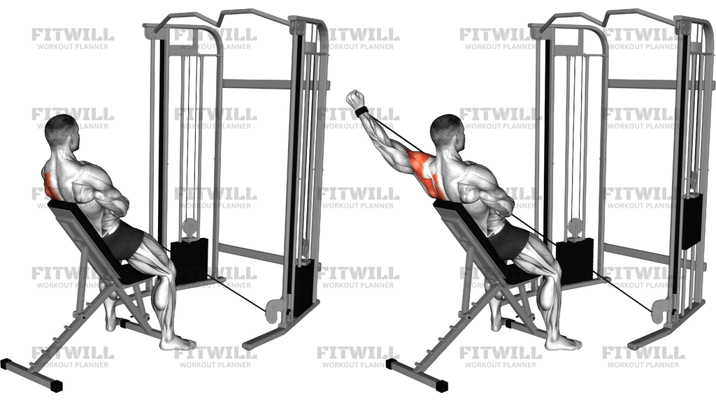 Cable Incline Single Arm Y Raise Wrist Straps With