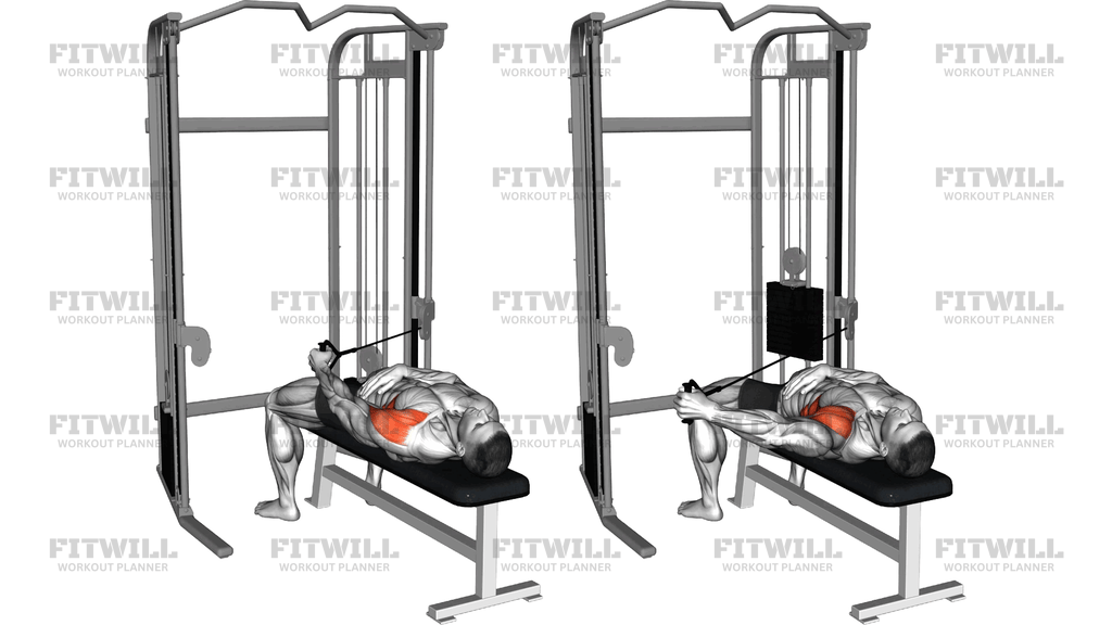 Cable Lying Bench Single Arm Cross Lateral Raise