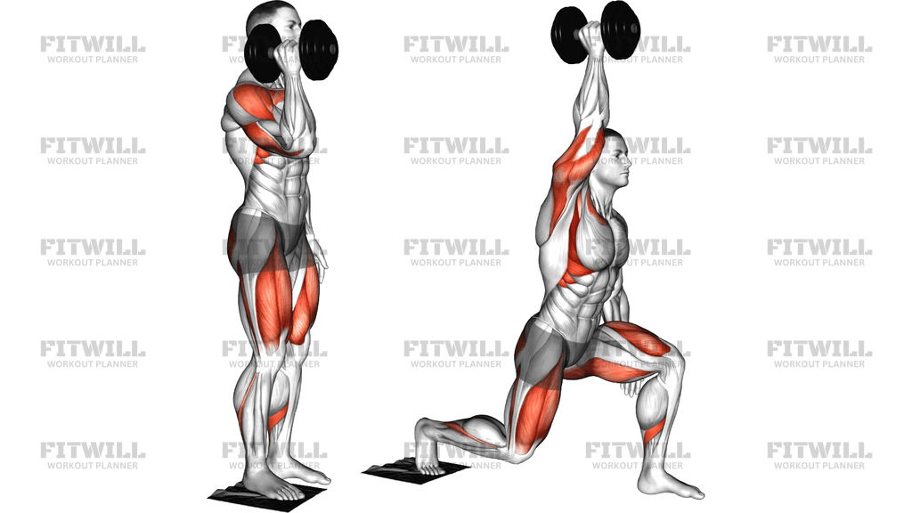 Dumbbell Sliding Rear Lunge Single Arm Press