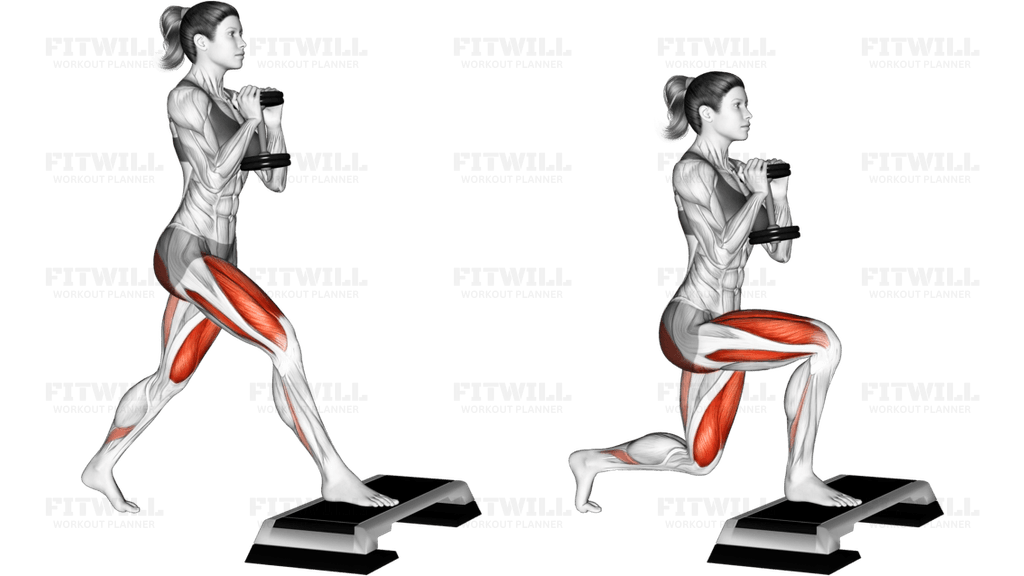 Dumbbell Goblet Split Squat Front Foot Elevanted